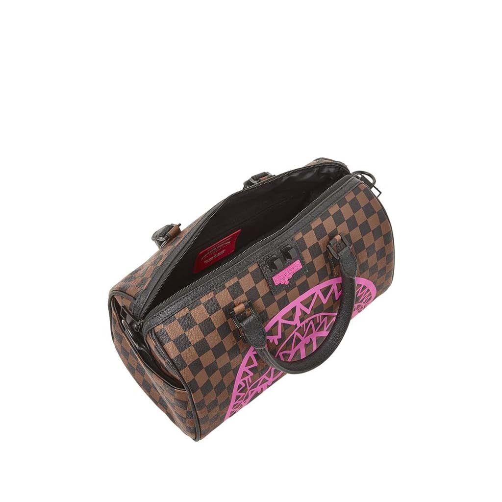 Sprayground Pink Drip Brown Check Mini Duffle